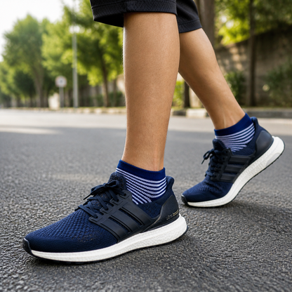 Premium Stripe & Solid Ankle Sock Set - Soft Cotton Blend, Stretchy Fit & Stylish Patterns.