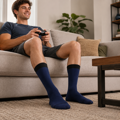 Premium Crew Socks - Durable Contrast Welt & Toe Design for All-Day Comfort & Style.