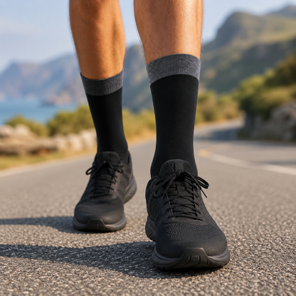 Premium Crew Socks - Durable Contrast Welt & Toe Design for All-Day Comfort & Style.