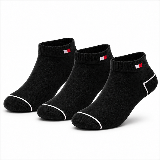 TOMMY HILFIGER Premium Color-Block Ankle Socks – Soft Cotton Blend, Breathable & Stretchable Fit.