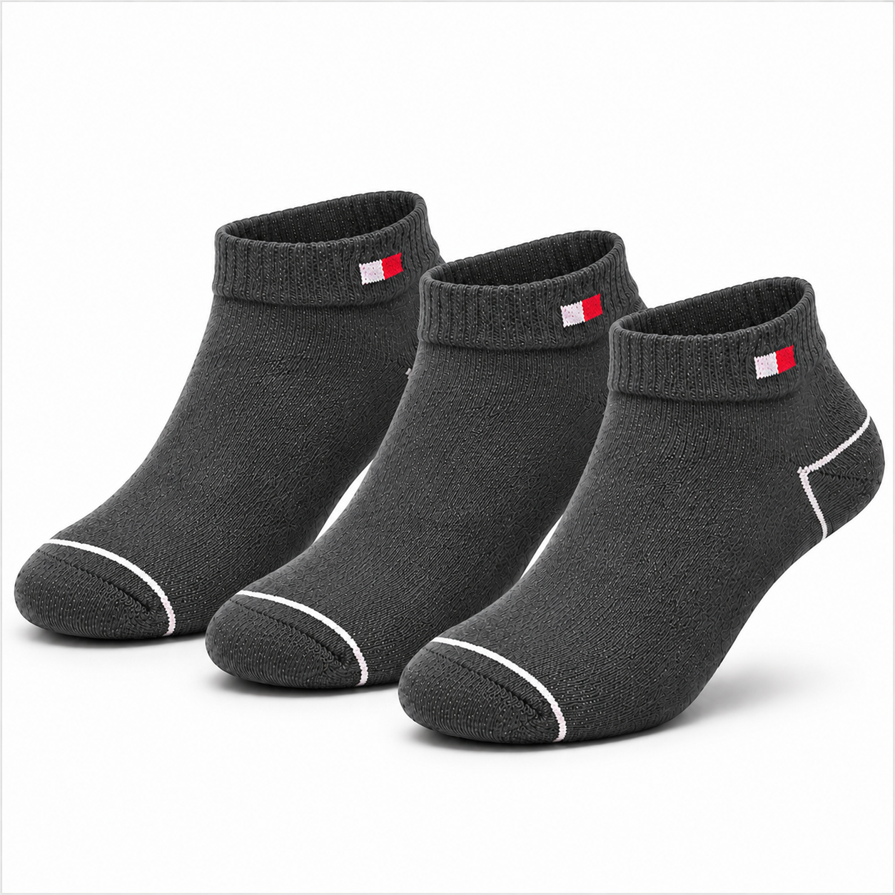 TOMMY HILFIGER Premium Color-Block Ankle Socks – Soft Cotton Blend, Breathable & Stretchable Fit.