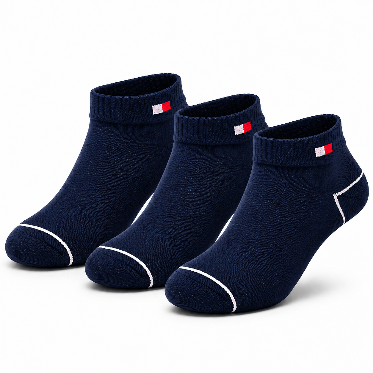 TOMMY HILFIGER Premium Color-Block Ankle Socks – Soft Cotton Blend, Breathable & Stretchable Fit.
