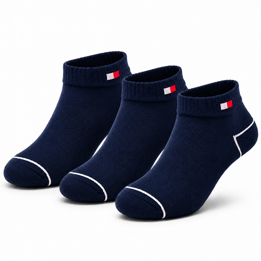 TOMMY HILFIGER Premium Color-Block Ankle Socks – Soft Cotton Blend, Breathable & Stretchable Fit.