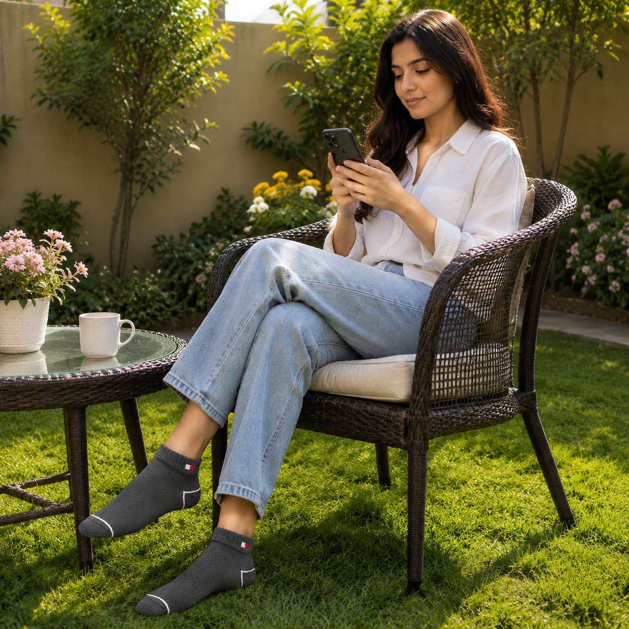 TOMMY HILFIGER Premium Color-Block Ankle Socks – Soft Cotton Blend, Breathable & Stretchable Fit.